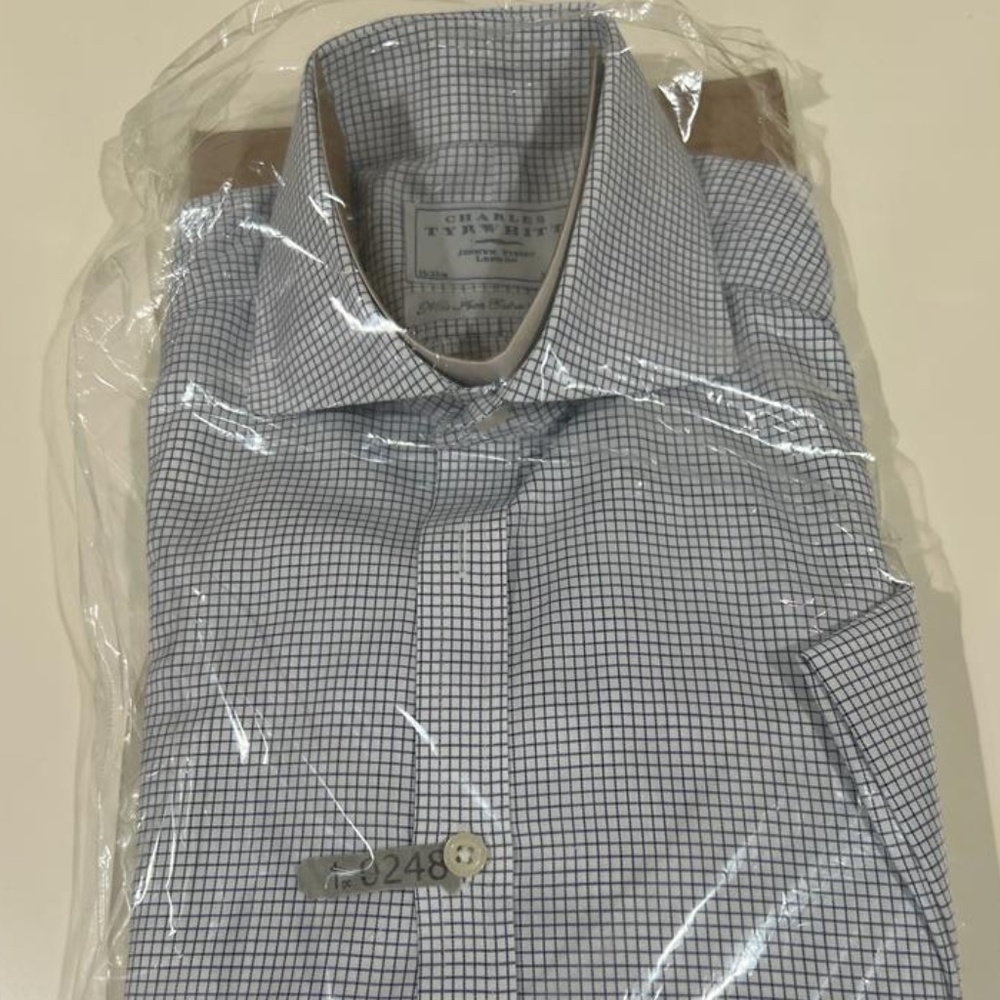NON IRON EXTRA SLIM FIT CHECKERED CHARLES TRYWHITT SIZE 15 DRESS SHIRT